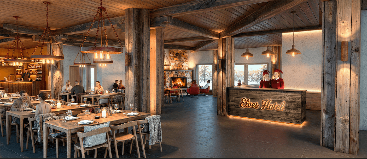 The hotel restaurant and lobby café-bar area